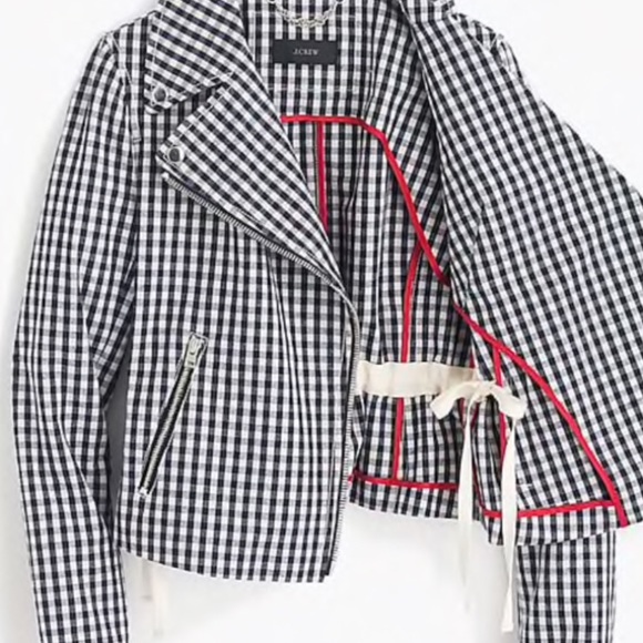 NWT! JCREW GINGHAM MOTORCYCLE JACKET - Picture 4 of 5